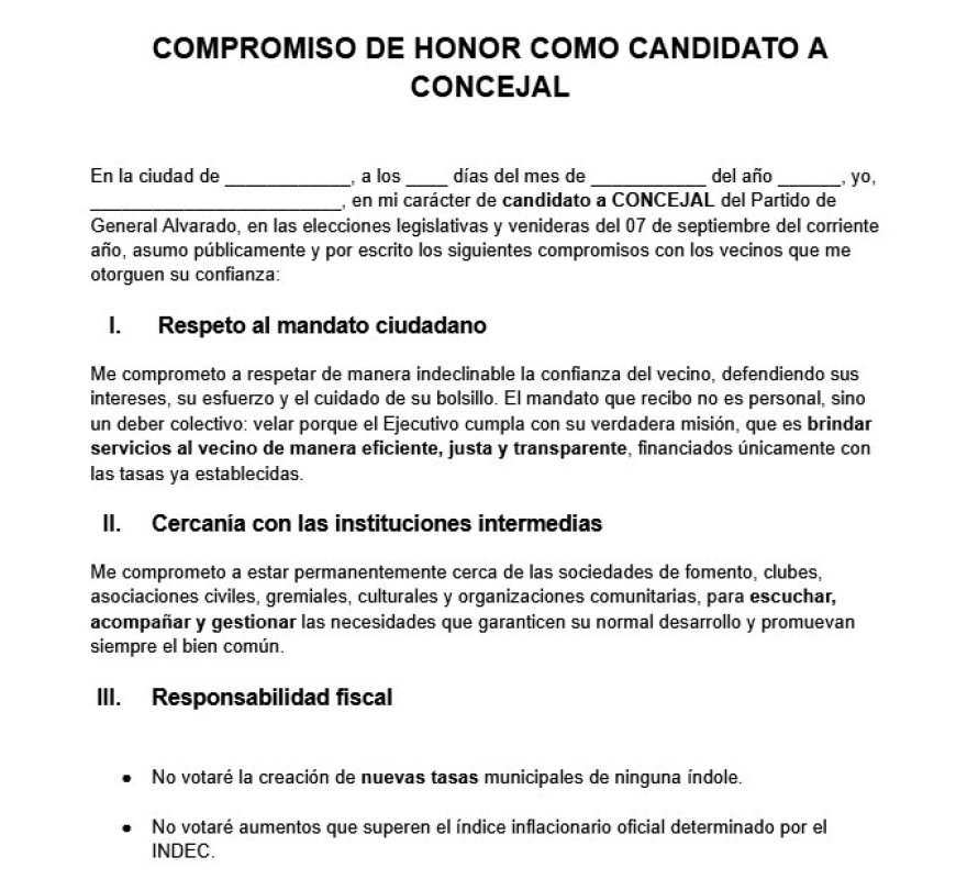 MIRAMAR : CANDIDATOS DE ACCIÓN ALVARADO FIRMAN  NOVEDOSO “COMPROMISO DE HONOR” CON LA SOCIEDAD
