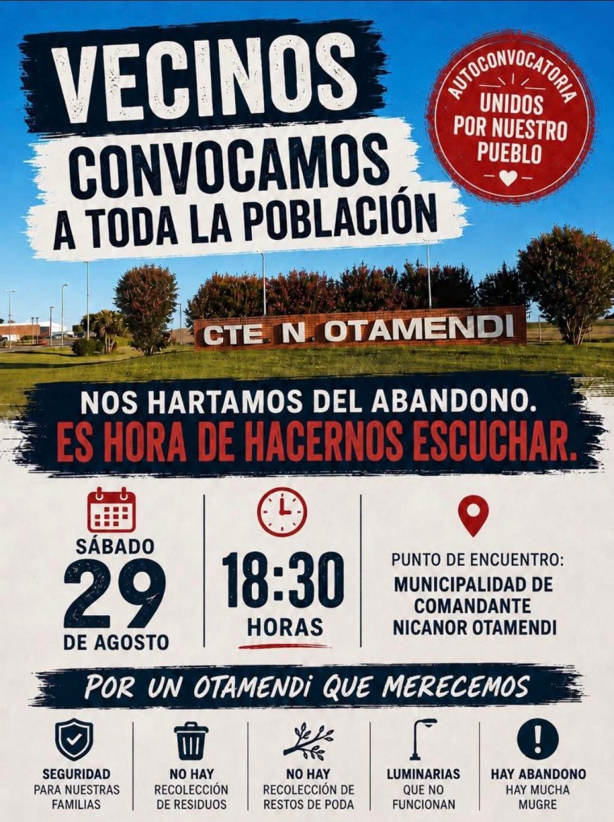 OTAMENDI: “CANSADOS DEL ABANDONO”,  VECINOS ORGANIZAN UN NUEVO RECLAMO AL MUNICIPIO